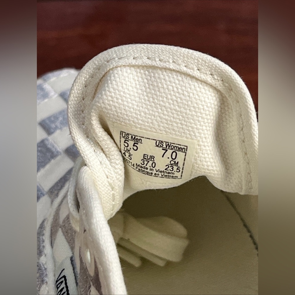 Womens 7 Vans Authentic Low Pro Embroidered Checkerboard Gray Low Top HALF BOX - Picture 12 of 16